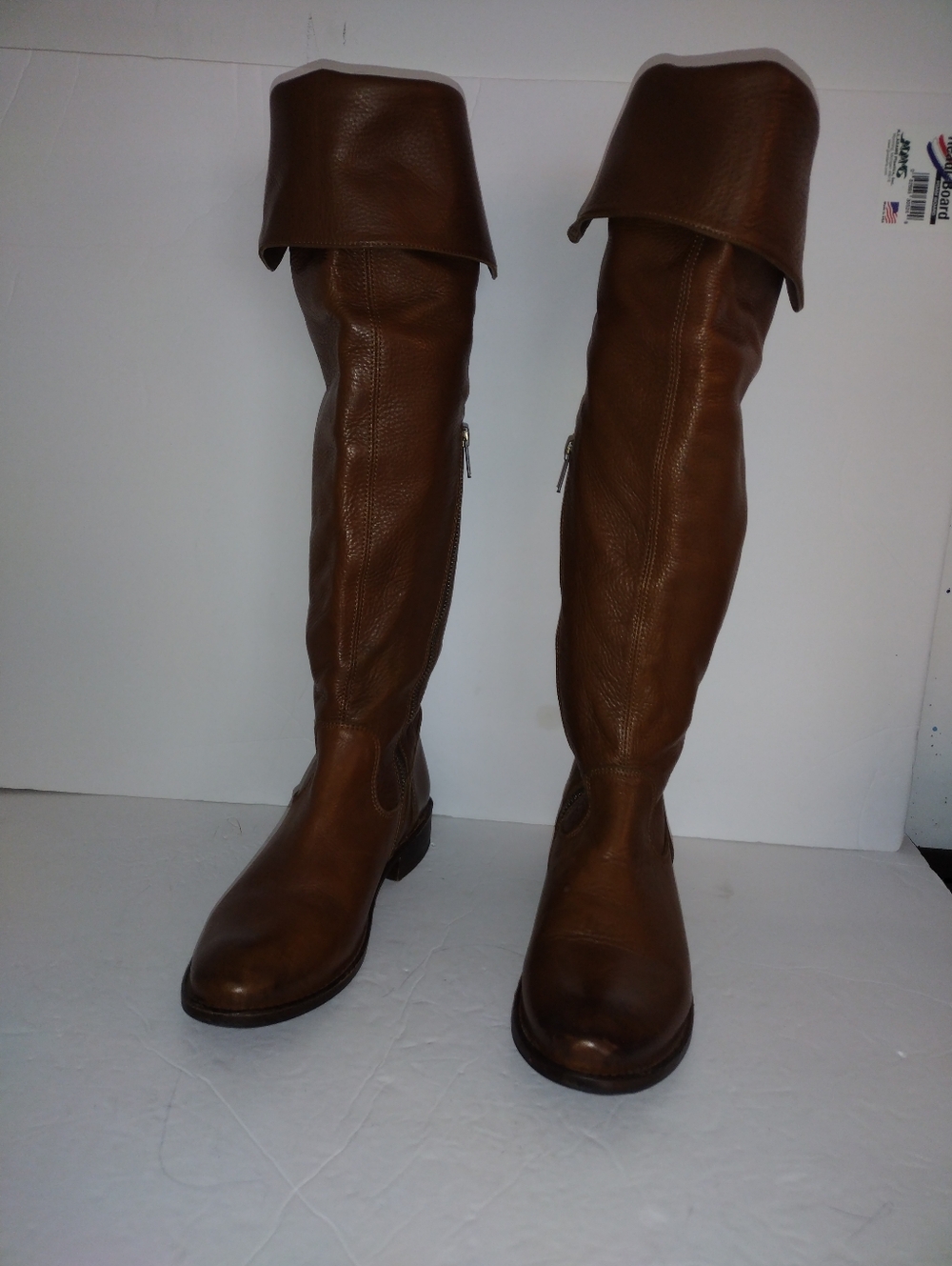 Frye Shirley Over The Knees Boots Size 7.5 Brown Leather Thigh High Fold Over - Picture 10 of 16